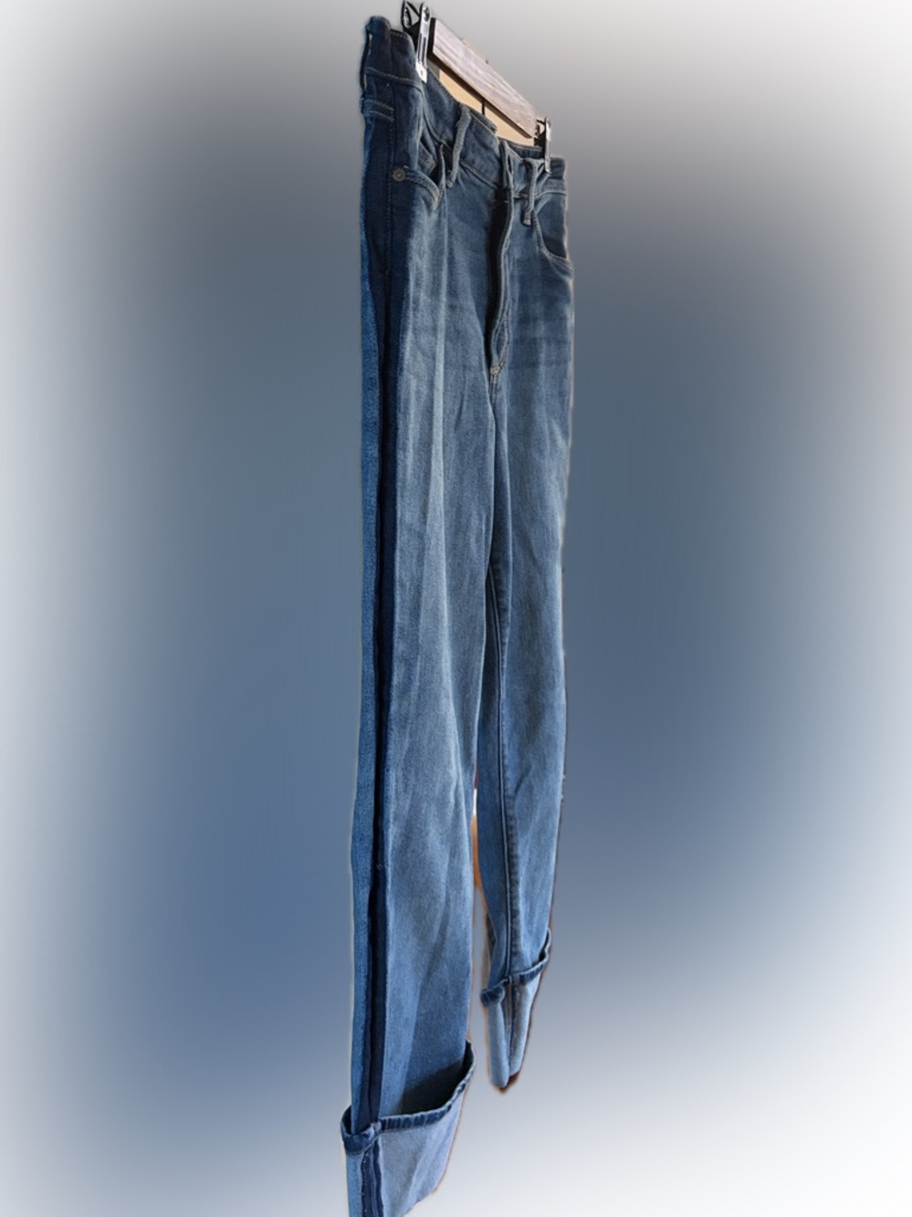 Evereve Medium Blue Boyfriend Jeans with Rolled Cuffs - Picture 2 of 4